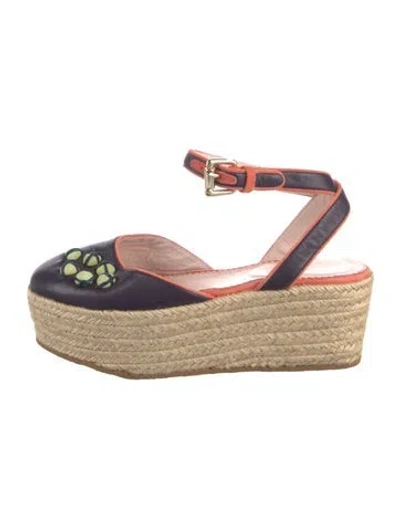 Pre-owned Missoni Leather Floral Print Espadrilles In Blue