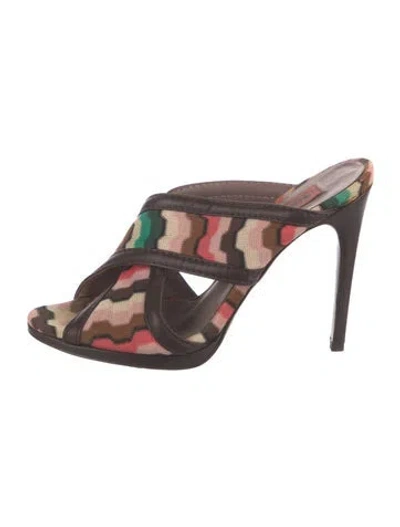 Pre-owned Missoni Leather Patterned Sandals In Brown