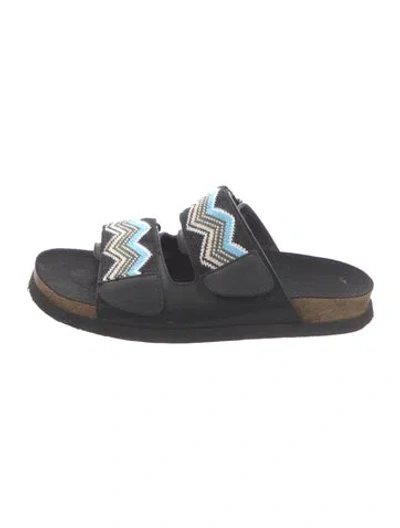 Pre-owned Missoni Leather Patterned Slides In Black