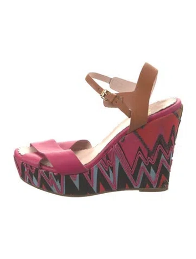Pre-owned Missoni Leather Patterned Slingback Sandals In Pink