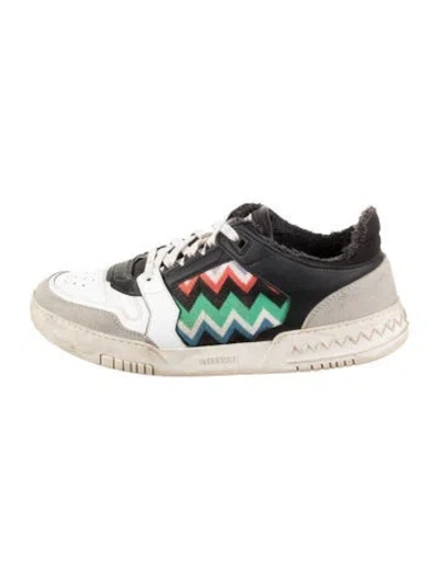 Pre-owned Missoni Leather Patterned Sneakers In Neutrals