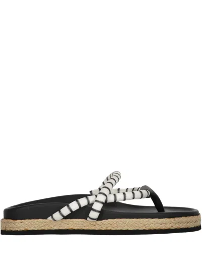Missoni Striped Crochet-knit And Leather Espadrille Sandals In Black