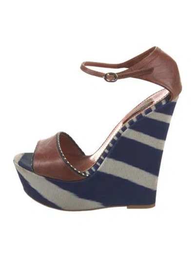 Pre-owned Missoni Leather Striped Sandals In Brown