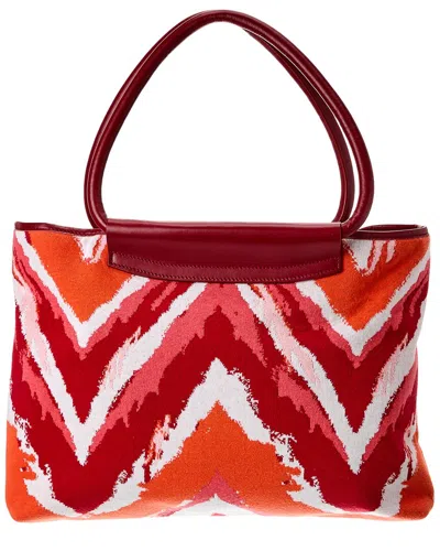 Missoni Leather-trim Tote In Red