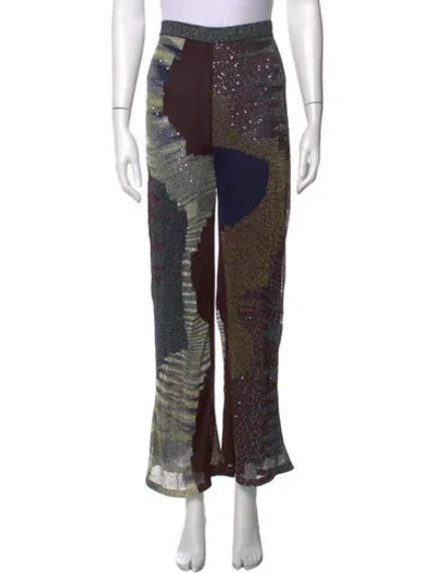 Pre-owned Missoni Leather Wide Leg Pants In Multicolor