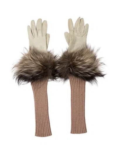 Pre-owned Missoni Leather Winter Gloves. In Neutrals