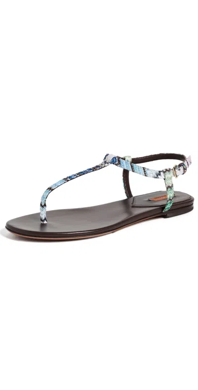 Missoni Leen Sandals Raschel Metallic Wave Evening Blue In Multi