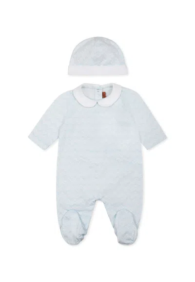Missoni Light Blue Babygrow Set For Baby Boy With Chevron Motif