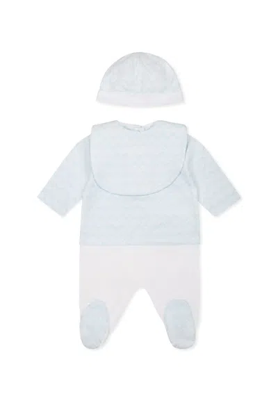 Missoni Light Blue Babygrow Set For Baby Boy With Chevron Motif