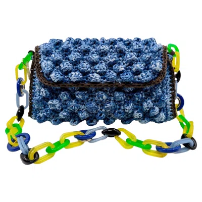 Pre-owned Missoni Light Blue Raffia Crochet Bag