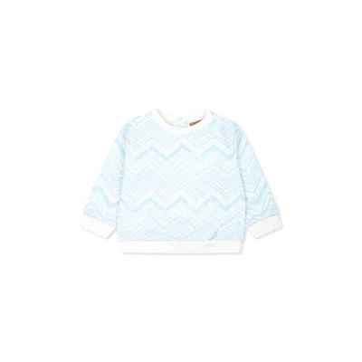 Missoni Light Blue Sweatshirt For Baby Boy With Chevron Pattern