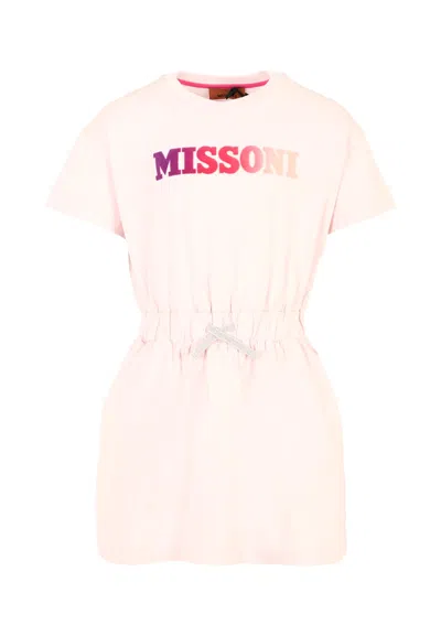 Missoni Kids' Lilac Dress For Girl With Logo In Pink