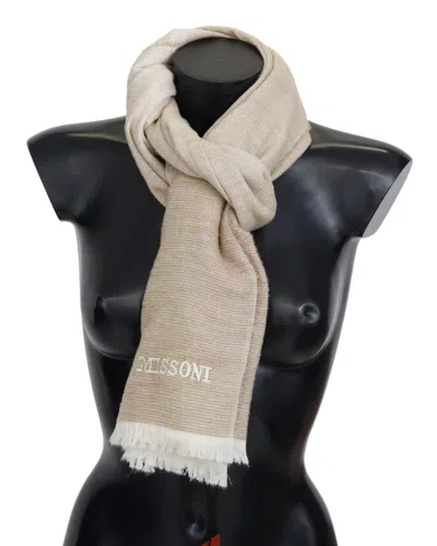 Missoni Lined Wool Knit Neck Wrap Fringe Men's Scarf In Multi