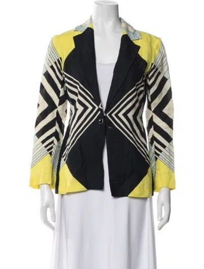 Pre-owned Missoni Linen Graphic Print Blazer In Multi