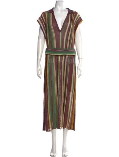 Pre-owned Missoni Linen Long Dress In Purple