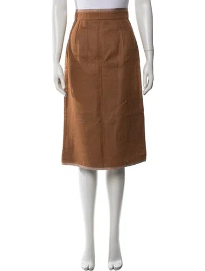 Pre-owned Missoni Linen Midi Length Skirt In Brown