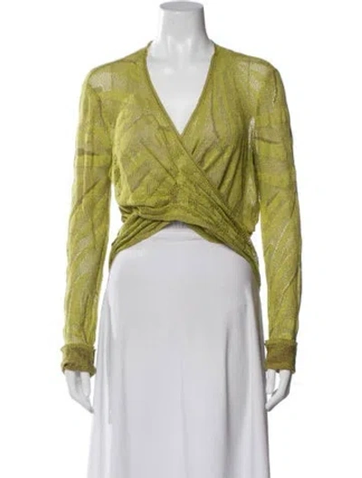 Pre-owned Missoni Linen Patterned Top In Green