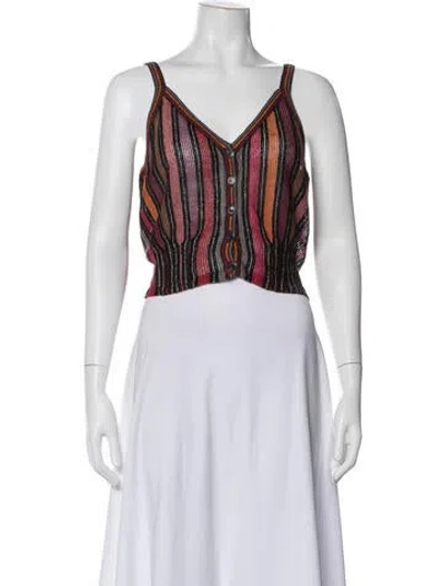 Pre-owned Missoni Linen Striped Top In Black/pink/purple