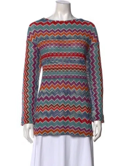 Pre-owned Missoni Linen Striped Top In Blue