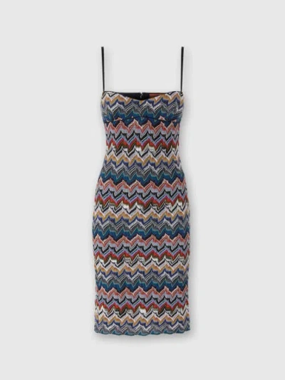 Missoni Lingerie Midi Dress With Floral Lace In Blue