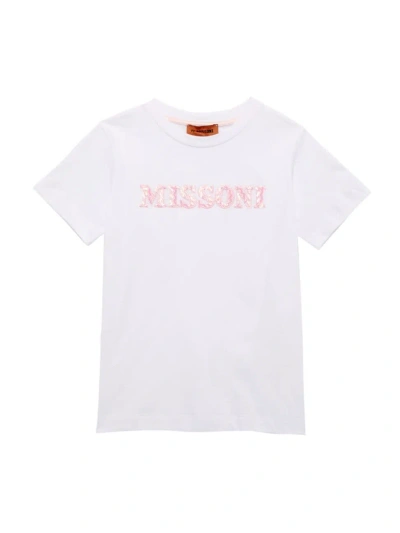 Missoni Little Girl's & Girl's Logo T-shirt In White Pink