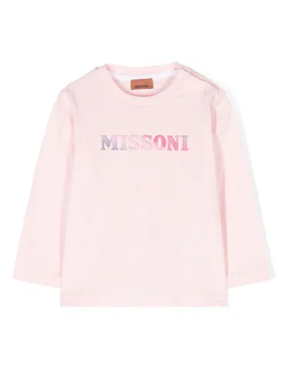 Missoni Babies' Logo-appliqué T-shirt In Pink