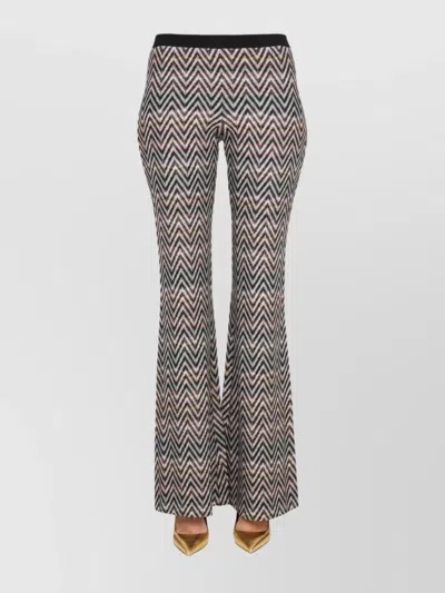 Missoni Logo Chevron Flared High Waist Trousers In Multicolour