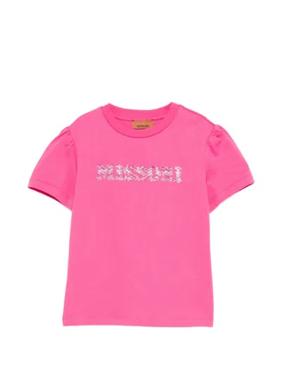 Missoni Kids' Logo-embellished T-shirt In Pink