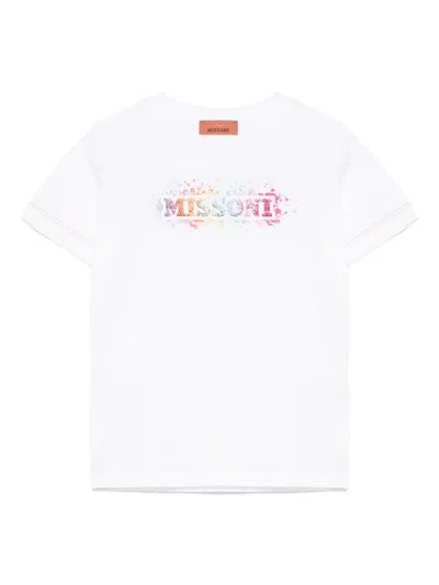 Missoni T-shirt Mit Logo-verzierung In Weiss