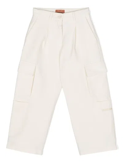 Missoni Kids' Logo-embroidered Cargo Trousers In Neutrals