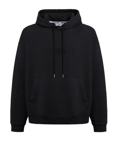 Missoni Logo-embroidered Cotton Hoodie In Black