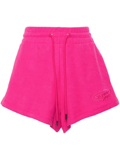 Missoni Logo-embroidered Cotton Shorts In Pink