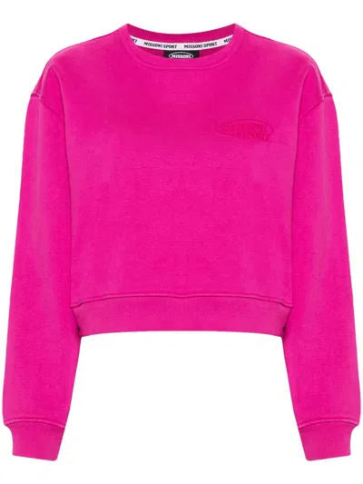 Missoni Logo-embroidered Cotton Sweatshirt In Pink