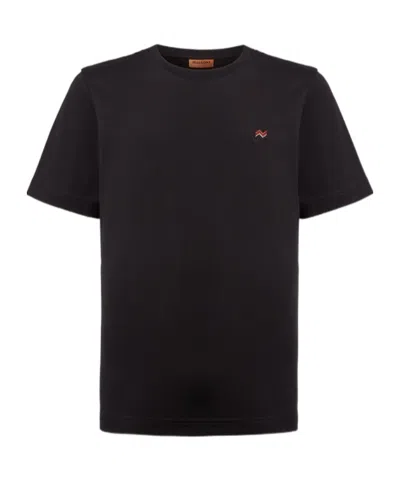 Missoni Logo Embroidery Cotton Jersey T-shirt In Blue