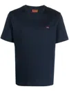Missoni Crew-neck Cotton T-shirt With Embroidery And Logo In Blue