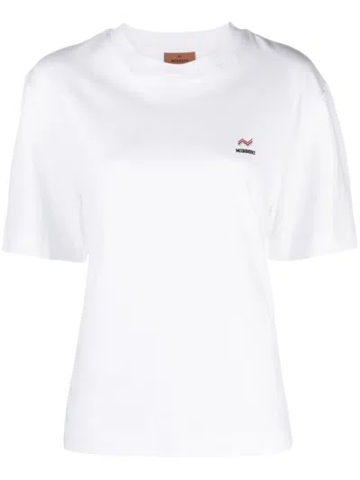 Missoni Logo-embroidered Cotton T-shirt In White