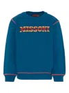 Missoni Logo-embroidered Crew-neck Sweatshirt In Blue
