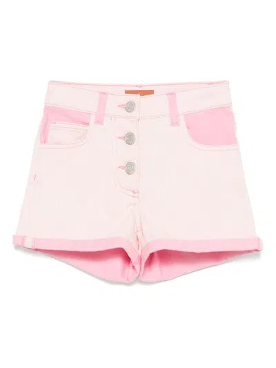 Missoni Kids' Logo-embroidered Denim Shorts In 粉色
