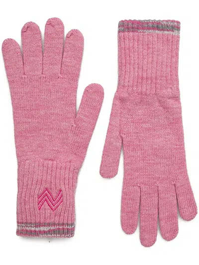 Missoni Logo-embroidered Gloves In Pink