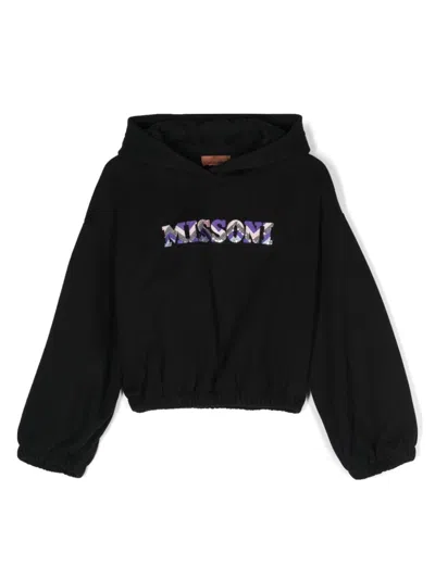 Missoni Kids' Logo-embroidered Hoodie In Black