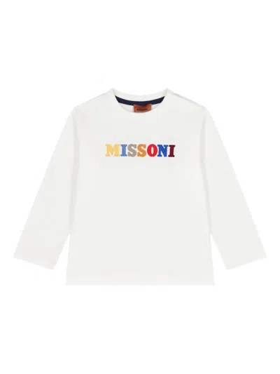 Missoni Babies' Logo-embroidered Long-sleeve Top In White