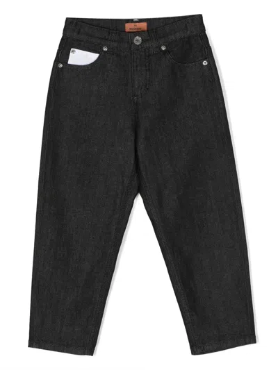 Missoni Kids' Logo-embroidered Mid-rise Tapered-leg Jeans In Blue