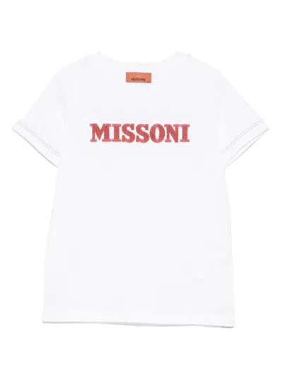 Missoni T-shirt Mit Logo-stickerei In Weiss