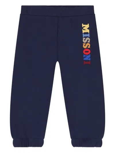 Missoni Babies' Logo-embroidered Track Pants In Blue
