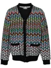 Missoni Logo-embroidered Zigzag Cardigan In Black