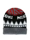 Missoni Logo-intarsia Patterned Beanie In Gray