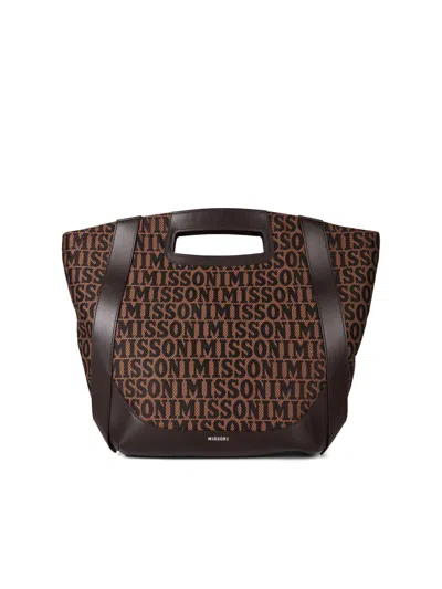 Missoni Logo Jacquard Tote Bag In Brown