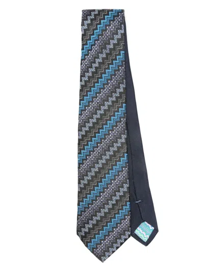 Missoni Logo Necktie In Blue