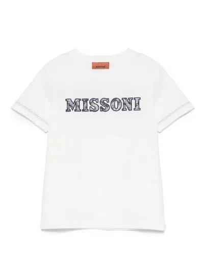 Missoni Kids' Logo-patch T-shirt In White