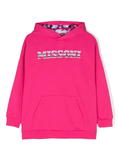 MISSONI MISSONI KIDS LOGO PRINTED FLEECE HOODIE